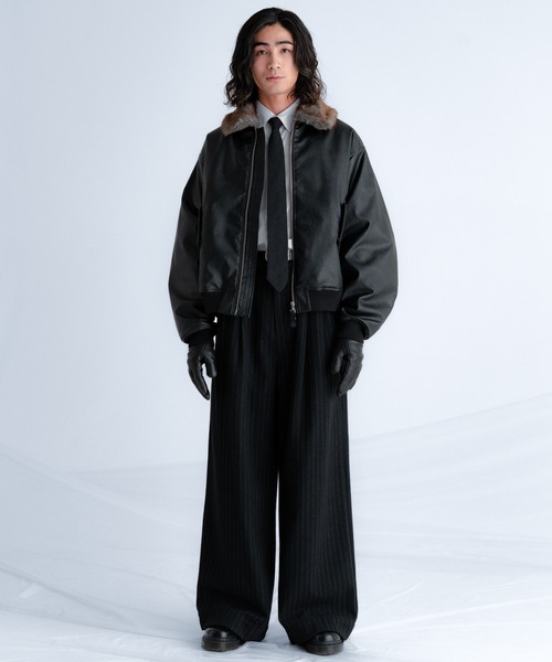 Sinss フランネル２タックワイドストライプスラックス Flannel two tuck wide striped slacks / フランネル2タックワイド