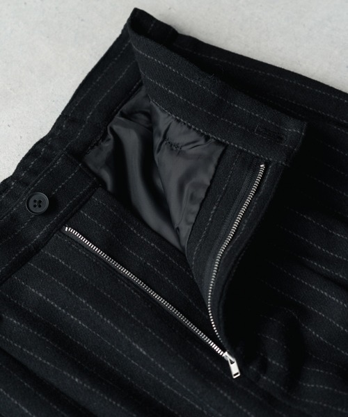 Flannel two tuck wide striped slacks / フランネル2タックワイド