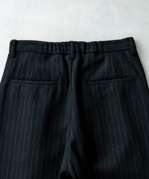 Flannel two tuck wide striped slacks / フランネル2タックワイド