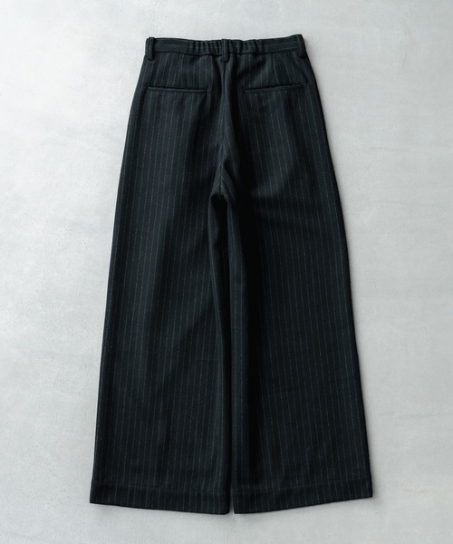 Flannel two tuck wide striped slacks / フランネル2タックワイド