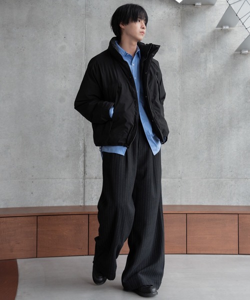 Flannel two tuck wide striped slacks / フランネル2タックワイド