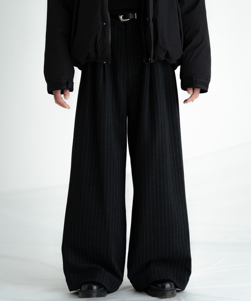 ジャケット・アウター Prime-Wide Two-Tucks Pants Flannel two tuck wide striped slacks / フランネル2タックワイド