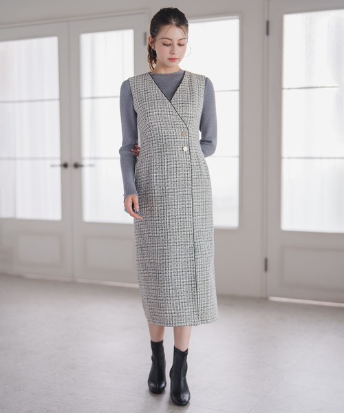 ミッシュマッシュ（MISCH MASCH）/2025秋冬新作 ツイードラップジャンスカ セール】2025秋冬新作 ツイードラップジャンスカ（ジャンパースカート