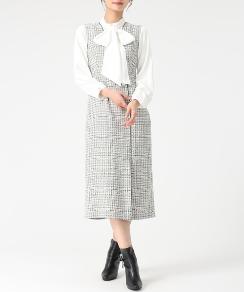 MISCH MASCH（ミッシュマッシュ）の「ツイードラップジャンスカ（ジャンパースカート・レディース・ホワイト/ブラック・S/M）」の21枚目の写真