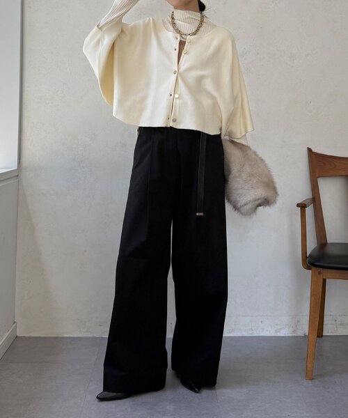 DouDou（ドゥドゥ）の「【WEB限定】ケープアンサンブルニット（ニット/セーター・レディース・チャコールグレー/ブルー/オフホワイト/ブラック・FREE）」の8枚目の写真