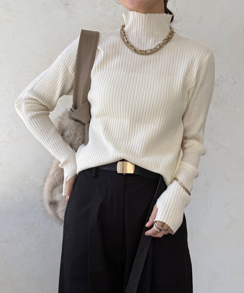 DouDou（ドゥドゥ）の「【WEB限定】ケープアンサンブルニット（ニット/セーター・レディース・チャコールグレー/ブルー/オフホワイト/ブラック・FREE）」の14枚目の写真