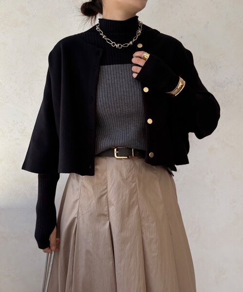 DouDou（ドゥドゥ）の「【WEB限定】ケープアンサンブルニット（ニット/セーター・レディース・チャコールグレー/ブルー/オフホワイト/ブラック・FREE）」の22枚目の写真