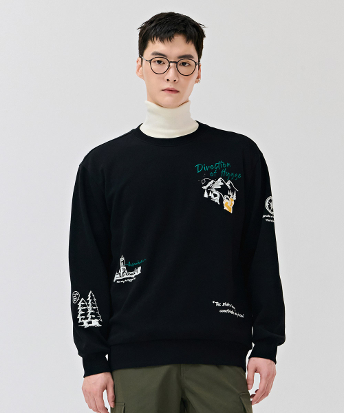 CHASECULT(チェイスカルト)の「共用全版グラフィックスウェットシャツ-ブラック(スウェット・メンズ・ブラック・90/100/95/105)」の2枚目の写真