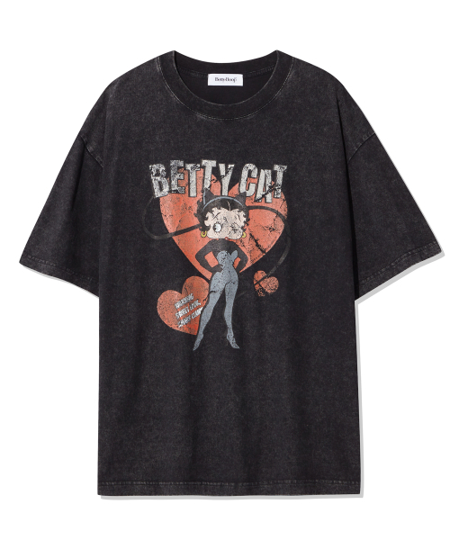 CNVS(ベティ ブープ)の「ベティブープ ベティキャット オーバーサイズ 半袖Tシャツ_チャコール(Tシャツ/カットソー・レディース・チャコール・FREE)」の1枚目の写真