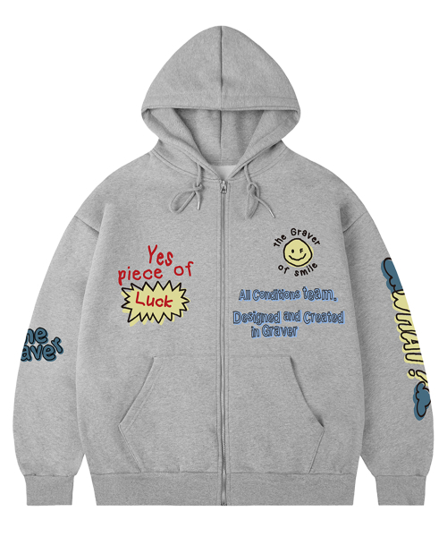 ユニセックス]PIECE-OF フードジップアップ_グレー（パーカー