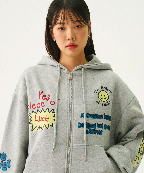 ユニセックス]PIECE-OF フードジップアップ_グレー（パーカー