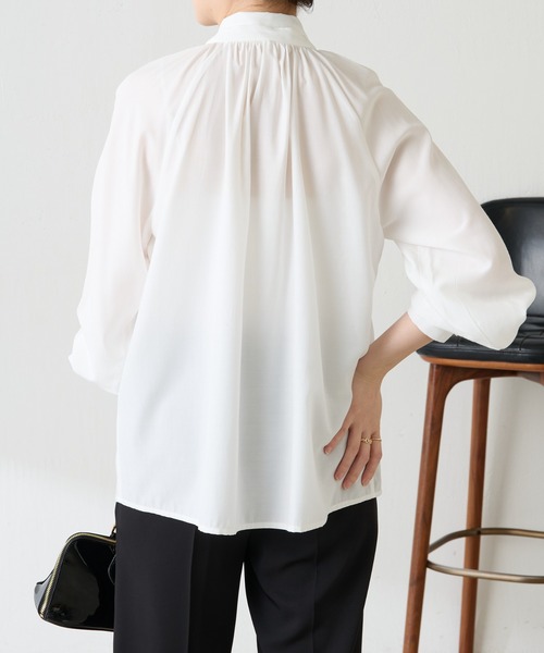 COLLAGE GALLARDAGALANTE(コラージュガリャルダガランテ)の「2WAYボウタイシャツ/セレモニー(シャツ/ブラウス・レディース・オフホワイト/サックスブルー・FREE)」の7枚目の写真