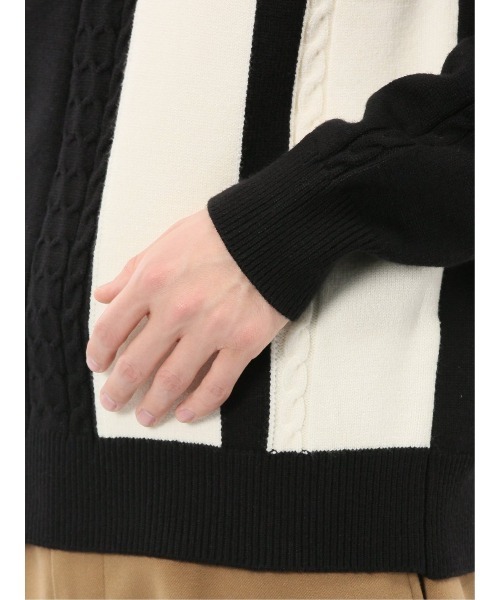 m.f.editorial(エムエフエディトリアル)の「【ウォッシャブル ストレッチ】m.f.エディトリアル メンズ 編地切替 クルー ニット セータ―(ニット/セーター・メンズ・ブラック/ネイビー・LARGE/X-LARGE/MEDIUM)」の20枚目の写真