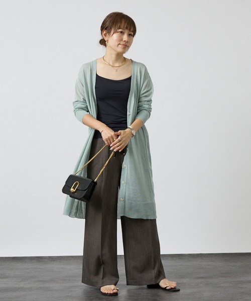 DESIGNWORKS（デザインワークス）の「麻混シアーロングカーディガン（カーディガン/ボレロ・レディース・グレイッシュベージュ/サックスブルー・フリー）」の16枚目の写真