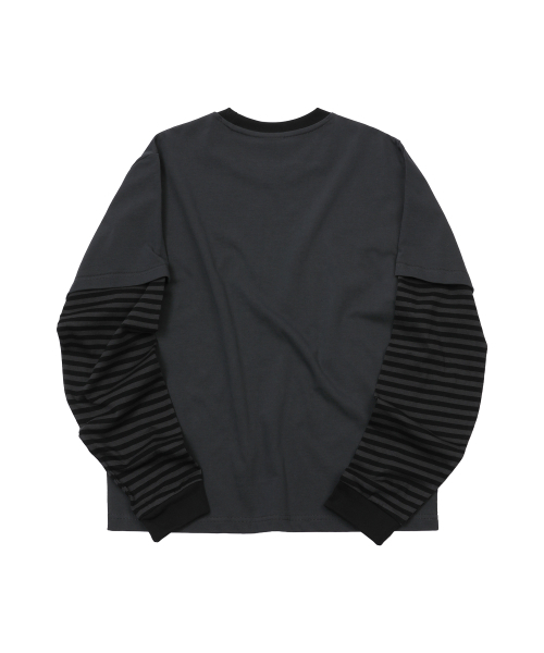 S'EST(エスイーエスティー)の「Stripe Layered Long Sleeve Charcoal(Tシャツ/カットソー・メンズ・その他・LARGE/MEDIUM/SMALL)」の2枚目の写真
