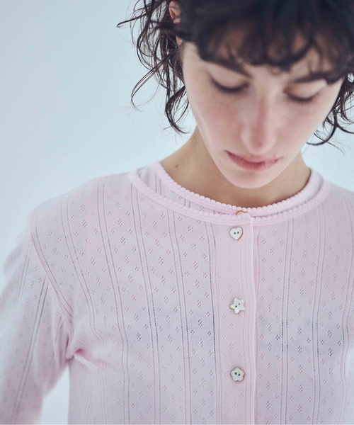 SEA(シー)の「アイレットフライス カーディガン(カーディガン/ボレロ・レディース・ピンク/ホワイト/グレー・ONE SIZE)」の3枚目の写真
