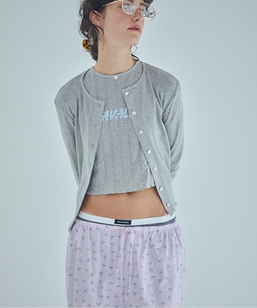 SEA(シー)の「アイレットフライス カーディガン(カーディガン/ボレロ・レディース・ピンク/ホワイト/グレー・ONE SIZE)」の4枚目の写真