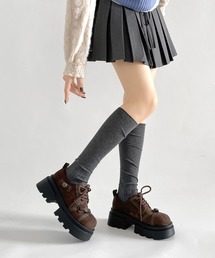 厚底 フラワーポイント レースアップ シューズ 472
