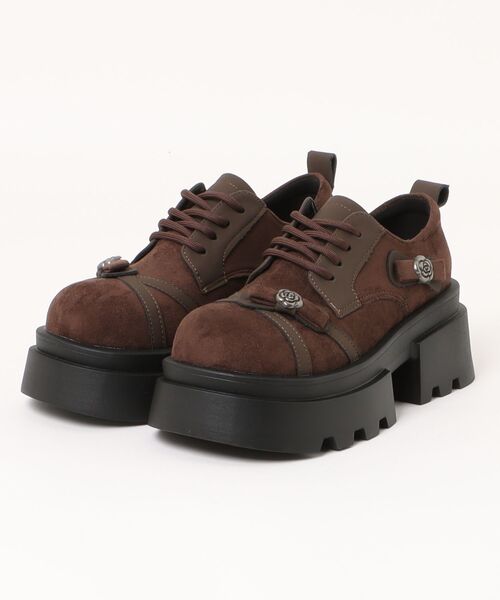 Shoes in Closet(シューズインクローゼット)の「厚底 フラワーポイント レースアップ シューズ 472(ドレスシューズ・レディース・ダークブラウン/ブラック・LL/L/M/S)」の16枚目の写真