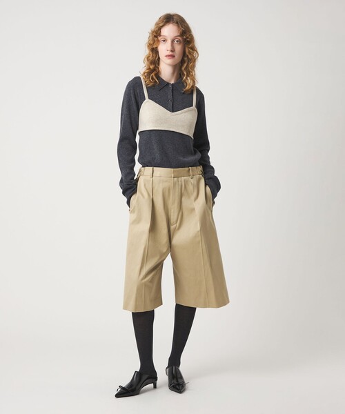 6（ロク）の「＜6(ROKU)＞ウールカシミヤ リブ ポロニット（ニット/セーター・レディース・ダークグレー/ナチュラル・FREE）」の3枚目の写真