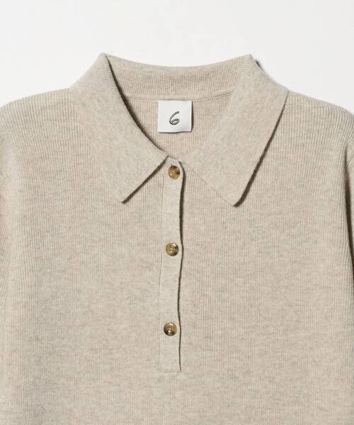 6（ロク）の「＜6(ROKU)＞ウールカシミヤ リブ ポロニット（ニット/セーター・レディース・ダークグレー/ナチュラル・FREE）」の10枚目の写真