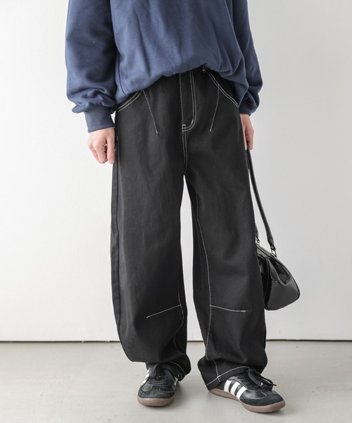 La-gemme(ラジェム)の「カーブワイドパンツ(チノパンツ・レディース・ネイビー/ブラウン/アイボリー/ブラック・M/L)」の18枚目の写真