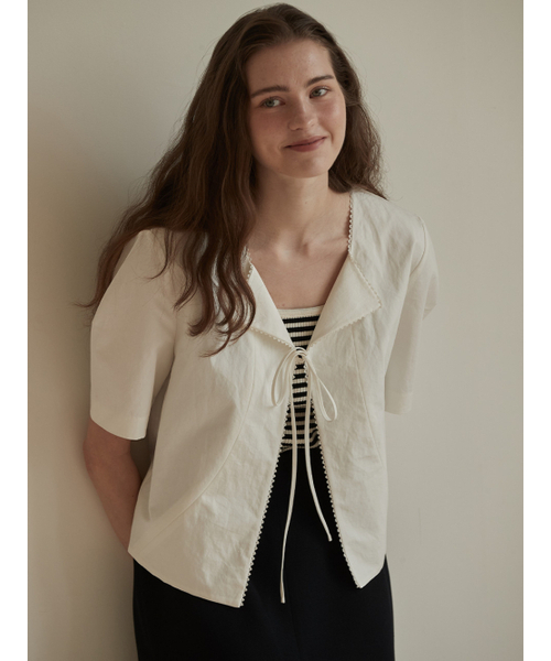 BEMUSE MANSION(ビミューズマンション)の「Lace flat collar jacket - Butter(その他アウター・レディース・ライトイエロー・FREE)」の5枚目の写真