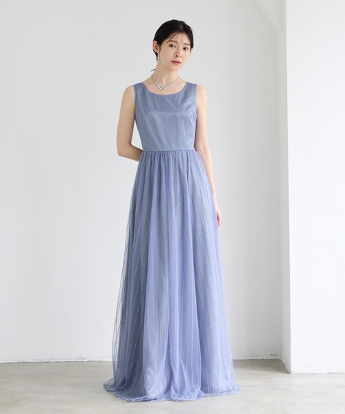 AIMER(エメ)の「【WEB限定】演奏会用ストライプ柄ラメ刺繍チュールロングドレス(ドレス・レディース・ワイン/ダルブルー系/ネイビー・LARGE/MEDIUM)」の18枚目の写真