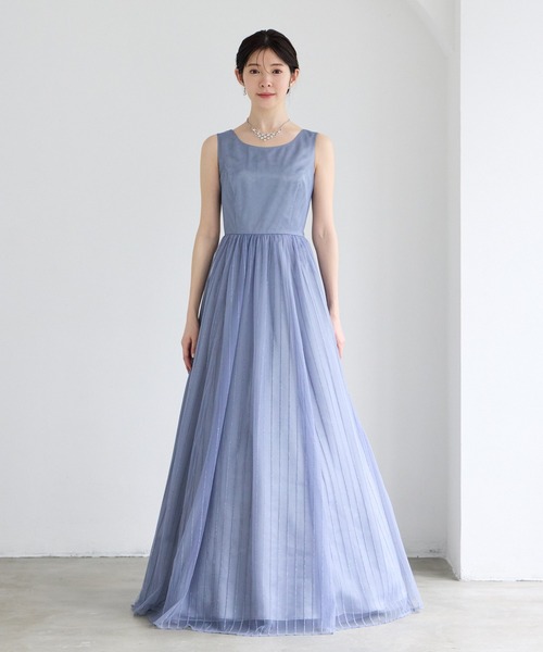 AIMER(エメ)の「【WEB限定】演奏会用ストライプ柄ラメ刺繍チュールロングドレス(ドレス・レディース・ワイン/ダルブルー系/ネイビー・LARGE/MEDIUM)」の20枚目の写真