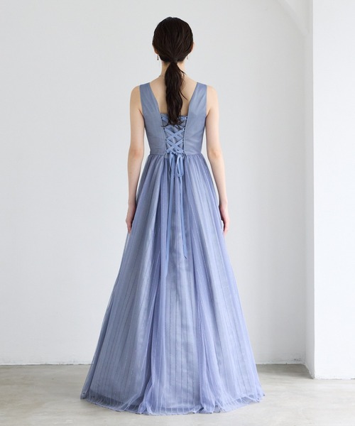 AIMER(エメ)の「【WEB限定】演奏会用ストライプ柄ラメ刺繍チュールロングドレス(ドレス・レディース・ワイン/ダルブルー系/ネイビー・LARGE/MEDIUM)」の22枚目の写真