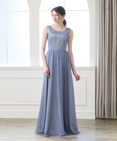 AIMER(エメ)の「【WEB限定】演奏会用ストライプ柄ラメ刺繍チュールロングドレス(ドレス・レディース・ワイン/ダルブルー系/ネイビー・LARGE/MEDIUM)」の15枚目の写真