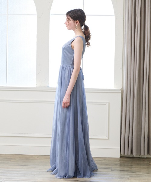 AIMER(エメ)の「【WEB限定】演奏会用ストライプ柄ラメ刺繍チュールロングドレス(ドレス・レディース・ワイン/ダルブルー系/ネイビー・LARGE/MEDIUM)」の16枚目の写真