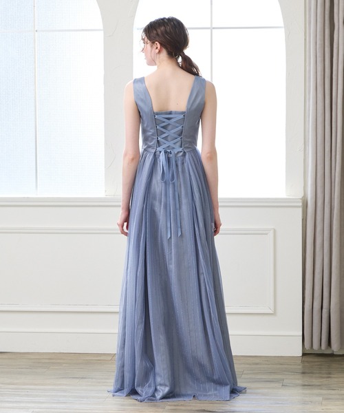 AIMER(エメ)の「【WEB限定】演奏会用ストライプ柄ラメ刺繍チュールロングドレス(ドレス・レディース・ワイン/ダルブルー系/ネイビー・LARGE/MEDIUM)」の17枚目の写真