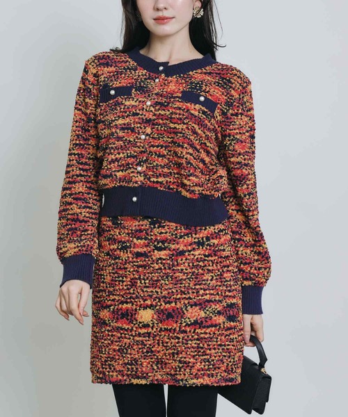 PICCIN（ピッチン）の「ニットツイードミニセットアップ（ワンピース・レディース・ブルー系その他/ブラック/オフホワイト・M）」の3枚目の写真