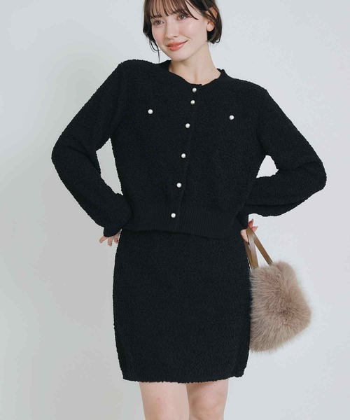 PICCIN（ピッチン）の「ニットツイードミニセットアップ（ワンピース・レディース・ブルー系その他/ブラック/オフホワイト・M）」の2枚目の写真