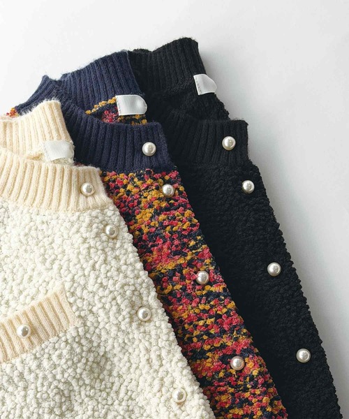 PICCIN（ピッチン）の「ニットツイードミニセットアップ（ワンピース・レディース・ブルー系その他/ブラック/オフホワイト・M）」の4枚目の写真