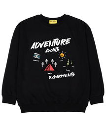 アウェイトキャンピング裏毛オーバーサイズスウェットTシャツブラック