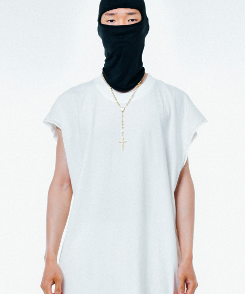 COME（シーオーエムイー）の「[UNISEX] WORLD PEACE Oversized Raw Edge Sleeveless T-Shirt (White)（Tシャツ/カットソー・メンズ・その他・1(M)/2(L)）」の3枚目の写真