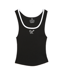 ULUK（ユルク）の「Signature Crop Golji Two-tone Sleeveless_Black（Tシャツ/カットソー）」