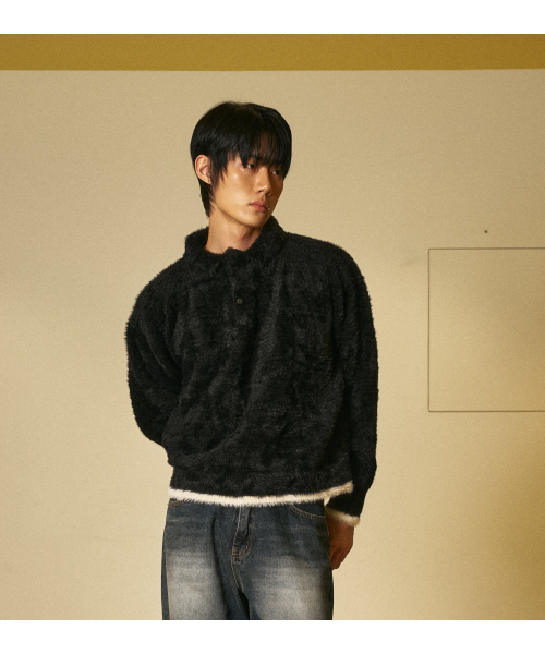 AMOU（アモウ）の「Mohair Washable Kara knit BLACK（ニット/セーター・レディース・その他・1/2/3）」の4枚目の写真