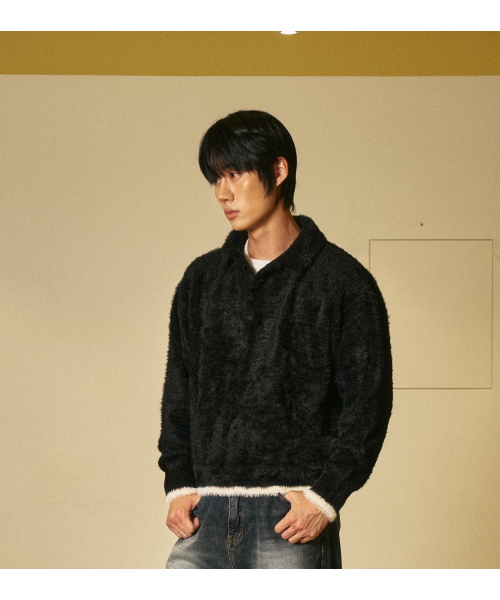 AMOU（アモウ）の「Mohair Washable Kara knit BLACK（ニット/セーター・レディース・その他・1/2/3）」の5枚目の写真