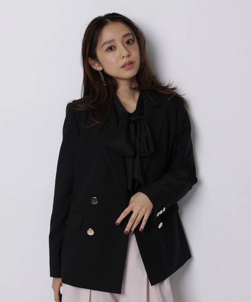 JUSGLITTY(ジャスグリッティー)の「シアーボウタイカットブラウス(シャツ/ブラウス・レディース・オフホワイト/ブラック・2)」の12枚目の写真