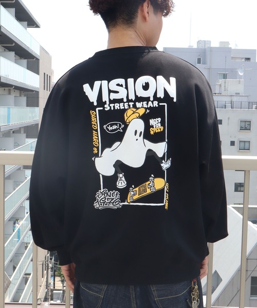 VISION STREET WEAR(ヴィジョンストリートウェア)の「Ghost drip logo クルーネック ポンチトレーナー(スウェット・メンズ・ブラック・M/L)」の3枚目の写真