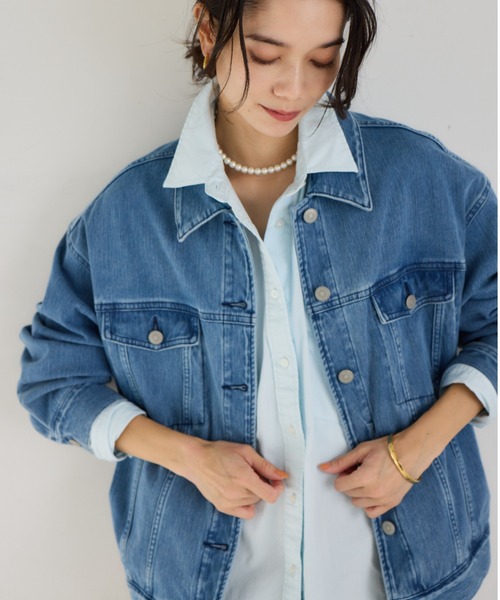 BARNYARDSTORM（バンヤードストーム）の「BARNYARDSTORM / カットデニムオーバージャケット / ハンドウォッシャブル（デニムジャケット・レディース・ブルー系1/インディゴブルー/ベージュ・S/M）」の2枚目の写真