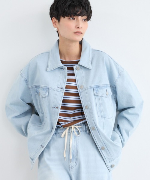 BARNYARDSTORM（バンヤードストーム）の「BARNYARDSTORM / カットデニムオーバージャケット / ハンドウォッシャブル（デニムジャケット・レディース・ブルー系1/インディゴブルー/ベージュ・S/M）」の18枚目の写真