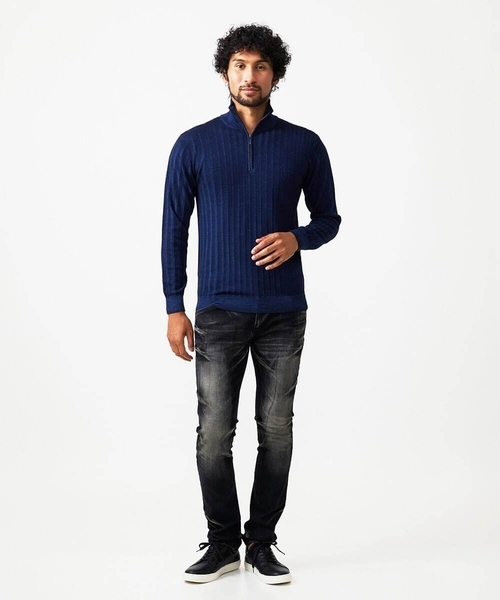 MICHEL KLEIN HOMME (ミッシェルクランオム)の「ガーメントダイリブ ハーフジップニット(ニット/セーター・メンズ・パープル/ネイビー/ダークグレー・MEDIUM/LARGE/X-LARGE)」の18枚目の写真