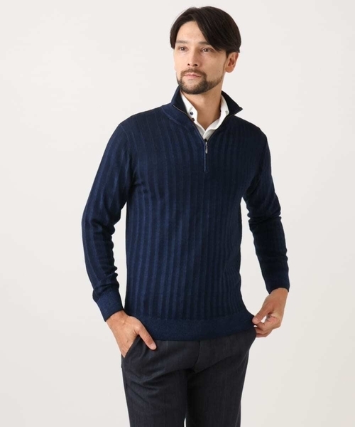 MICHEL KLEIN HOMME (ミッシェルクランオム)の「ガーメントダイリブ ハーフジップニット(ニット/セーター・メンズ・パープル/ネイビー/ダークグレー・MEDIUM/LARGE/X-LARGE)」の17枚目の写真