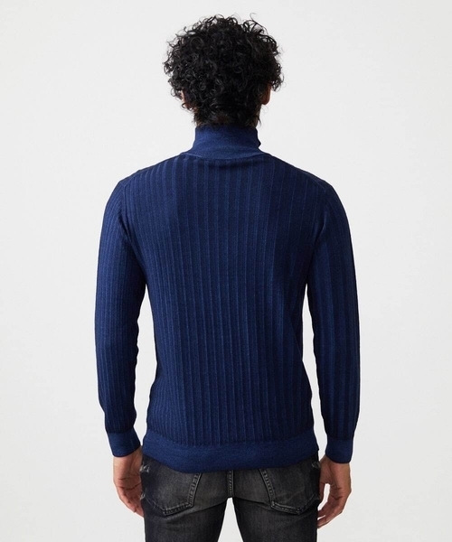 MICHEL KLEIN HOMME (ミッシェルクランオム)の「ガーメントダイリブ ハーフジップニット(ニット/セーター・メンズ・パープル/ネイビー/ダークグレー・MEDIUM/LARGE/X-LARGE)」の15枚目の写真
