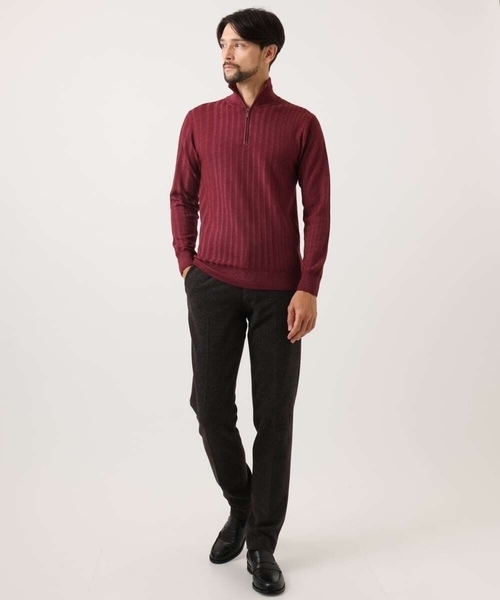 MICHEL KLEIN HOMME (ミッシェルクランオム)の「ガーメントダイリブ ハーフジップニット(ニット/セーター・メンズ・パープル/ネイビー/ダークグレー・MEDIUM/LARGE/X-LARGE)」の8枚目の写真