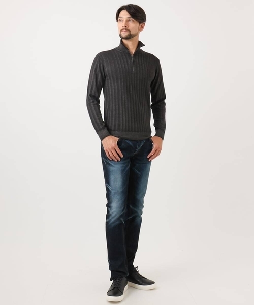 MICHEL KLEIN HOMME (ミッシェルクランオム)の「ガーメントダイリブ ハーフジップニット(ニット/セーター・メンズ・パープル/ネイビー/ダークグレー・MEDIUM/LARGE/X-LARGE)」の5枚目の写真